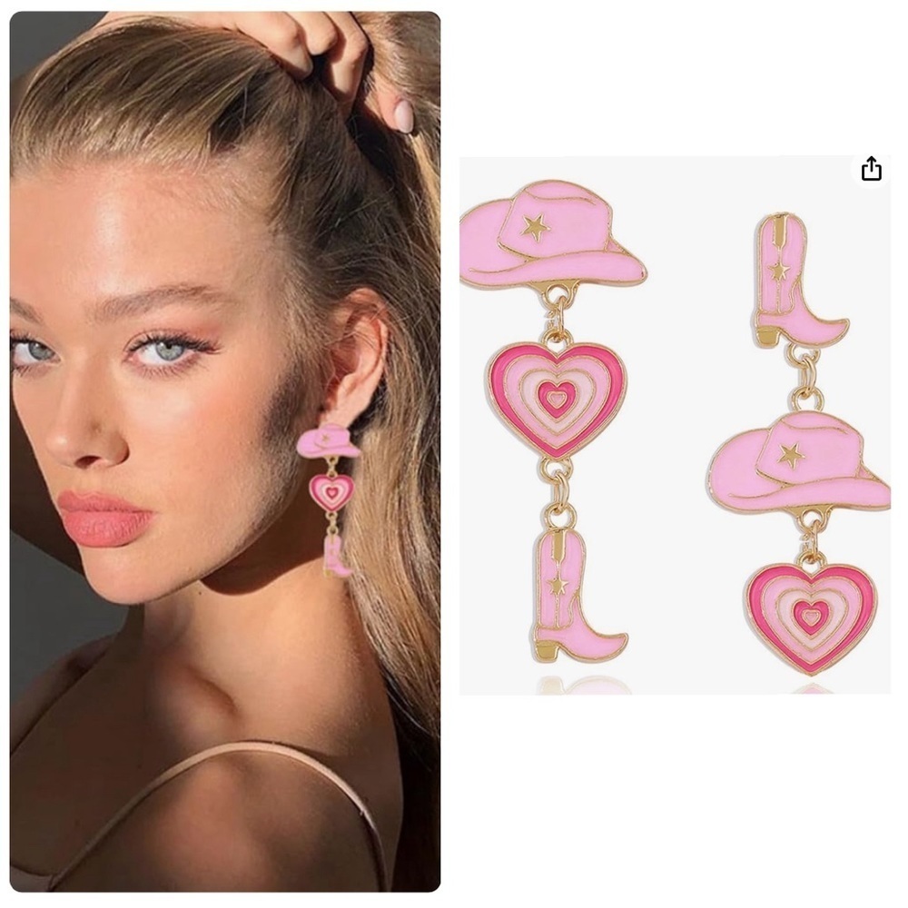Urban Outfitters Cowboy Pink Asymmetrical Earrings